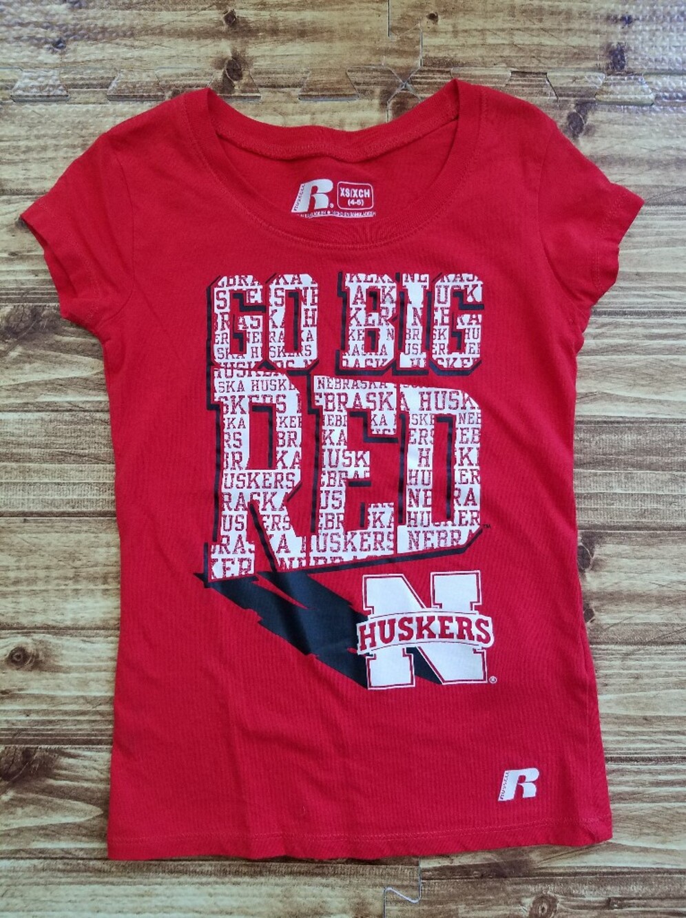 Russell Athletic Nebraska Cornhuskers Girls T-Shirt Go Big Red Size XS 4-5